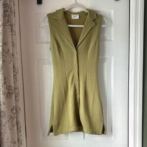 Sage Green Sleeveless Button-Up Dress